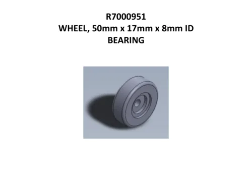 ADA wheelchair lift wheel, 50mm x 17mm x 8mm id R7000951