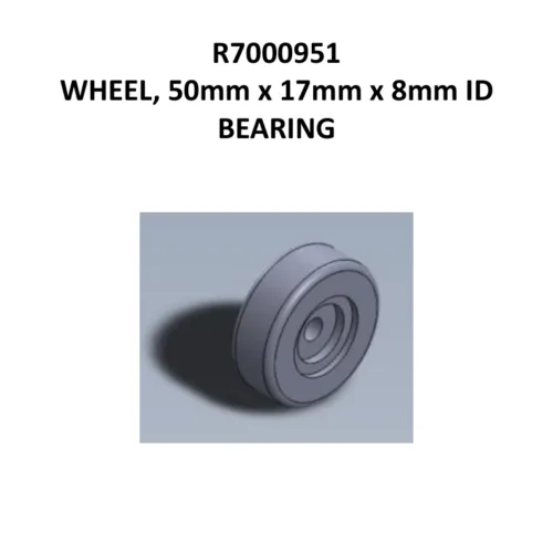 ADA wheelchair lift wheel, 50mm x 17mm x 8mm id R7000951